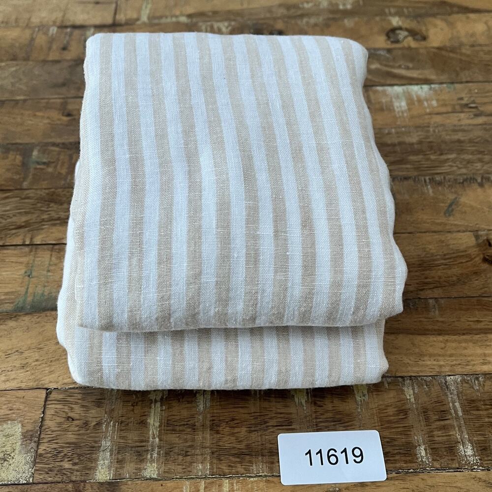 Quince King Pillow Shams Set of 2 100% Linen Striped beige & Ivory - Picture 9 of 9